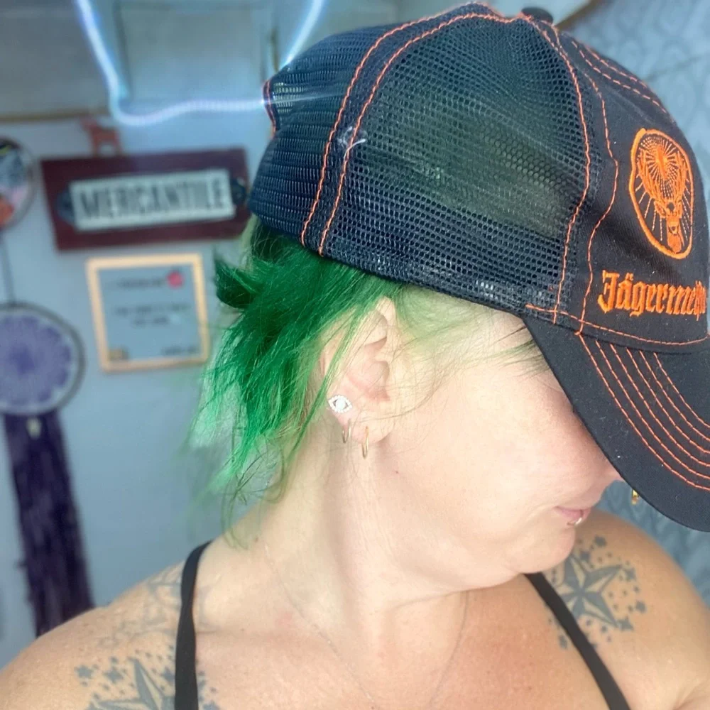 Jägermeister Y2K orange and black mesh snapback hat cap